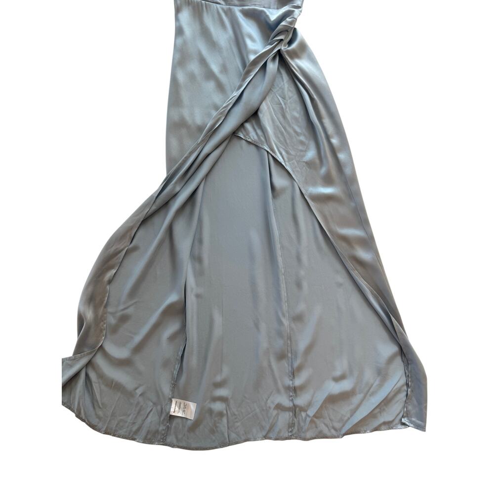 Reformation Barrow Silk Satin Strapless Maxi Dress Ice Blue 2 XS Slit Formal - Picture 5 of 16